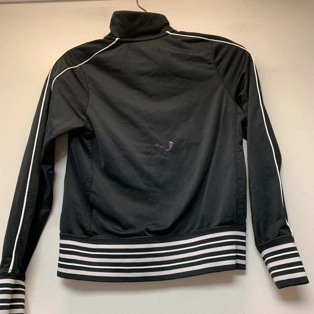 Nike Track Jacket Womens Medium Black White Good Striped Full Zip Mock 12919